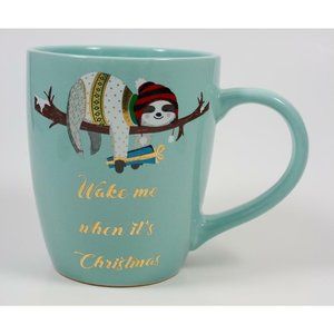 Lily & Grace Sloth Mug Christmas "Wake me when it's Christmas" 16 oz